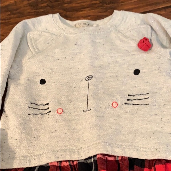 3T I ❤️Next dress. Kitty print w/ plaid bottom. - Picture 2 of 3